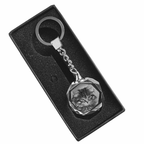 porte clés en verre gravé avec photo rond